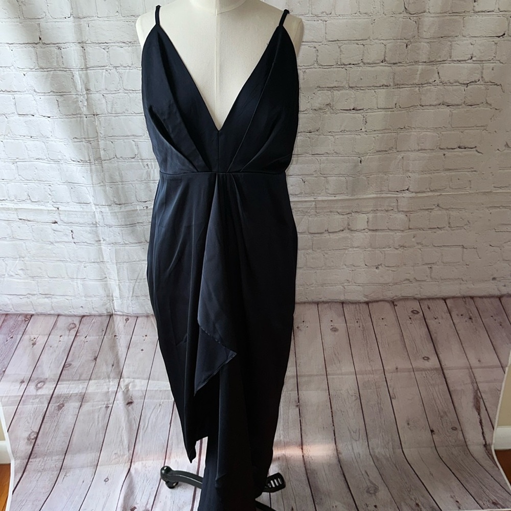 👗 NEW!! Lulu Caught Feelings Women's Dark Blue Satin Dress Size XL 👗